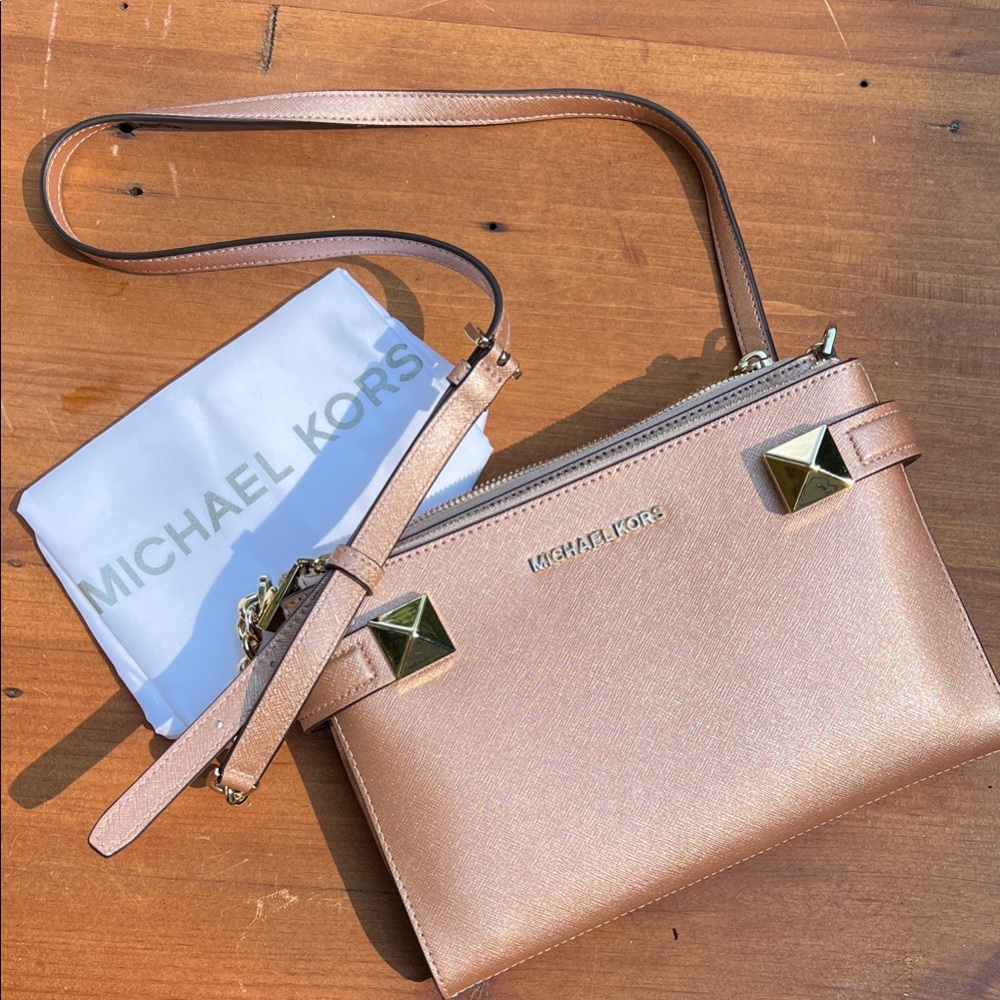 Michael Kors Metallic Pink Crossbody Bag